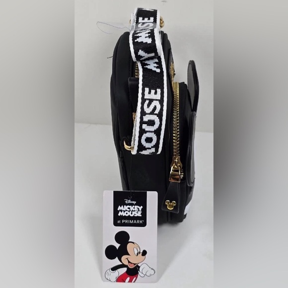 NWT Disney Mickey Mouse Black and White Crossbody Bag with Guitar Strap - Picture 2 of 6